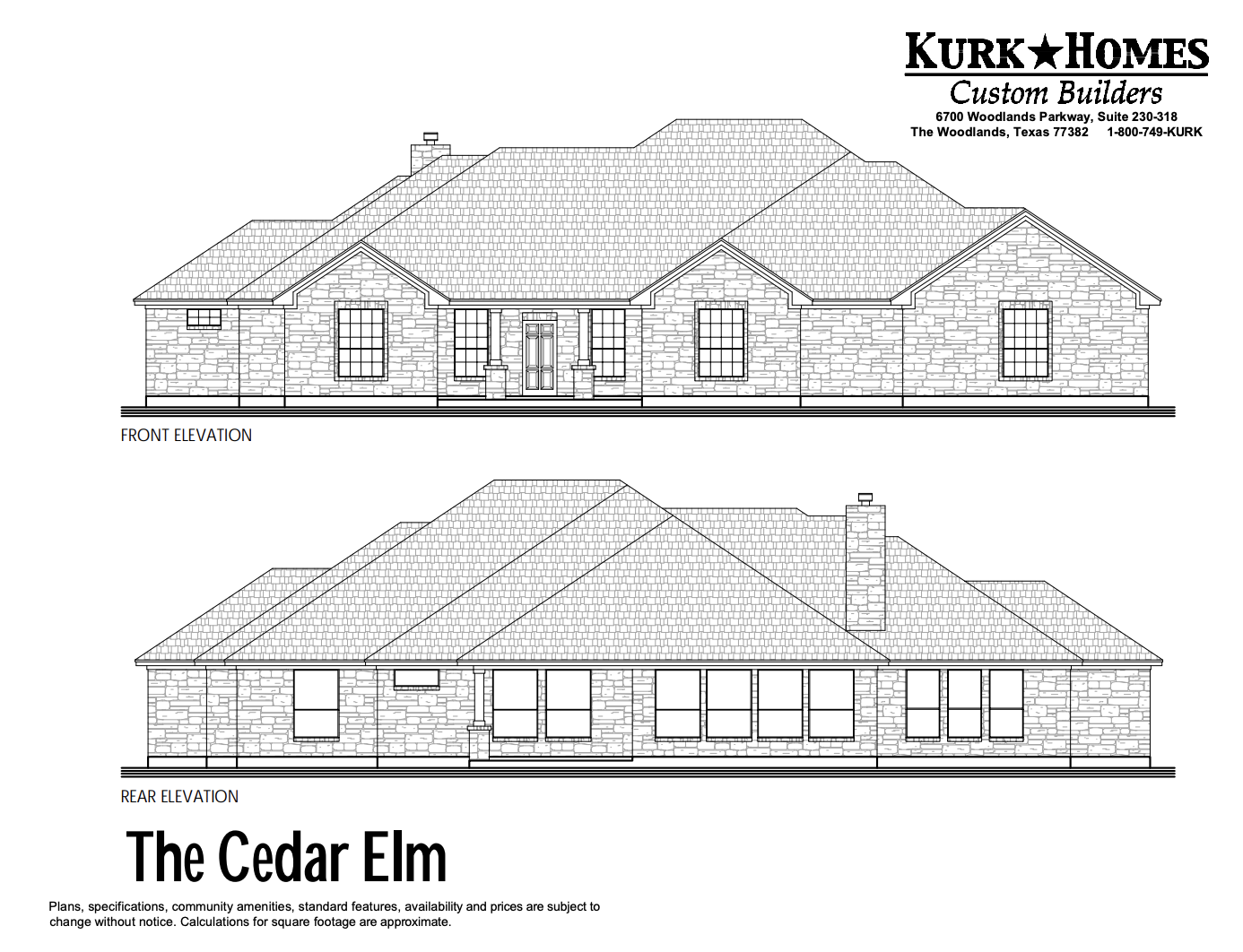 The Cedar Elm - Front Elevation