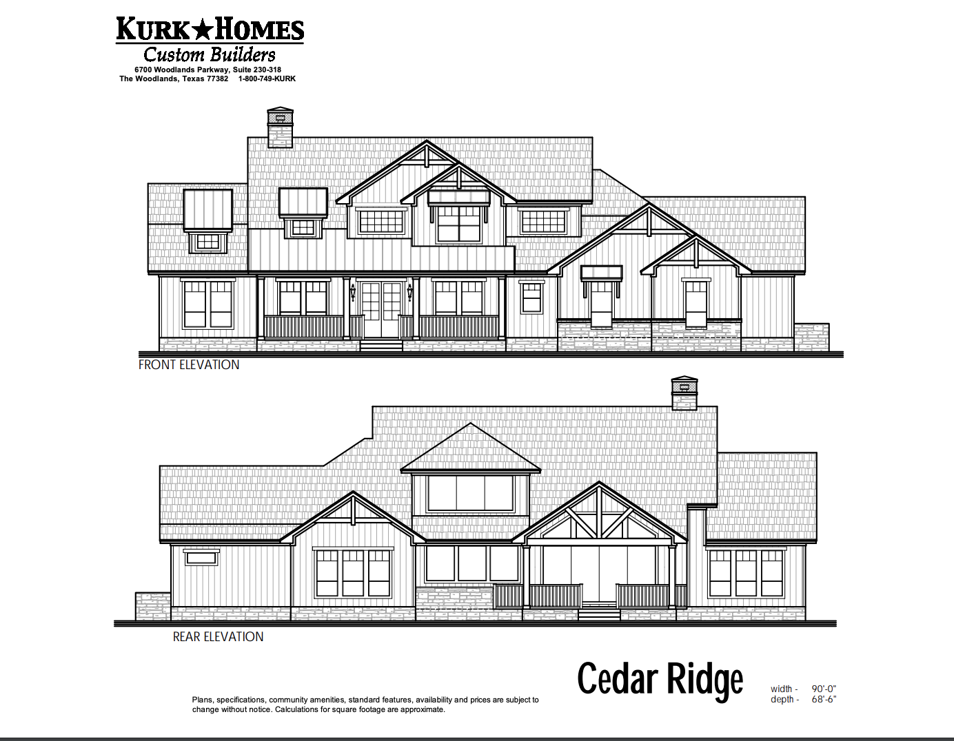 The Cedar Ridge - Exterior Elevation