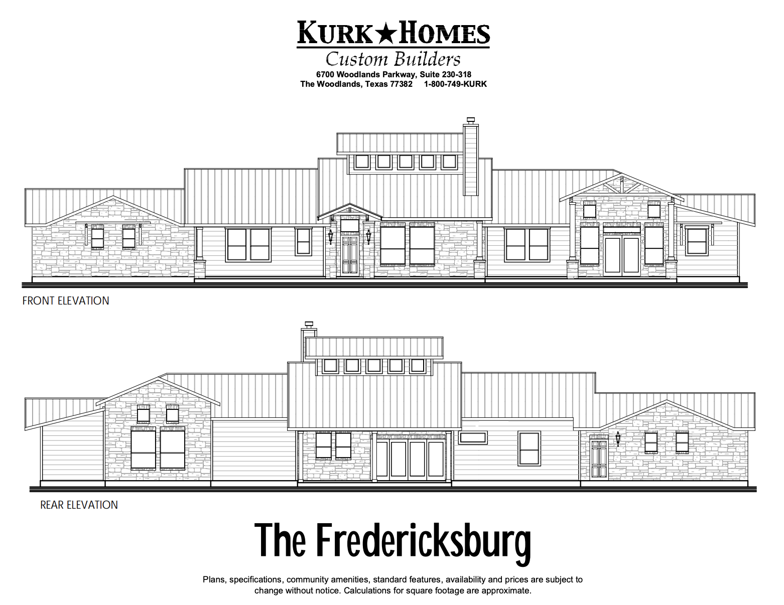 The Fredericksburg - Front Elevation