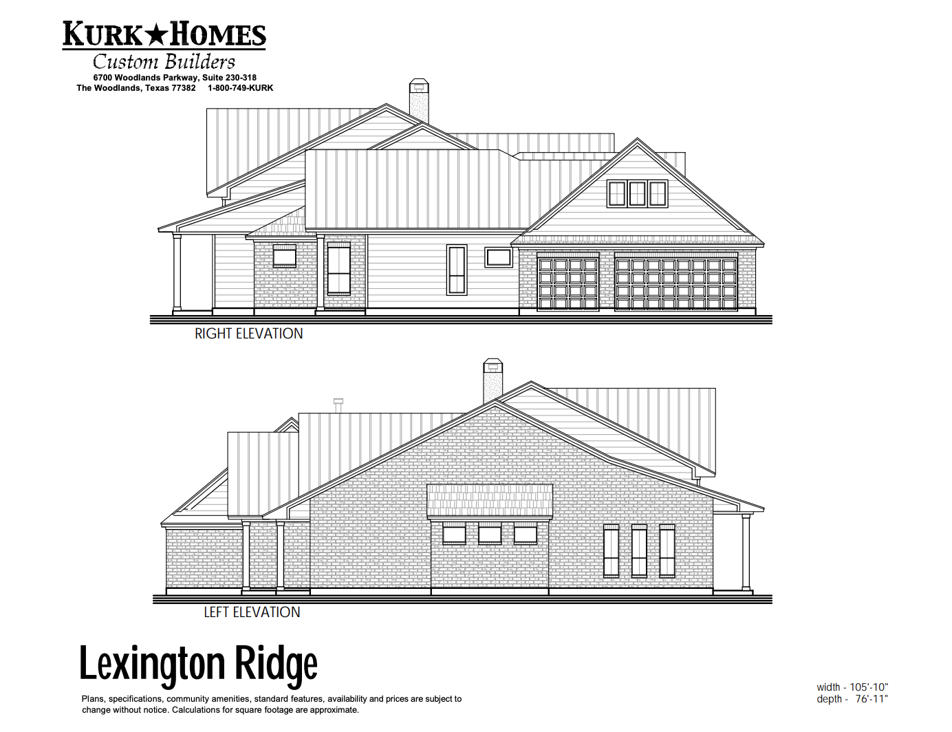 The Lexington Ridge - Home Plan Design - Side Elevation